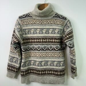 Vintage Melbourne Sport Shetland Wool Sweater L Fair Isle Turtleneck USA